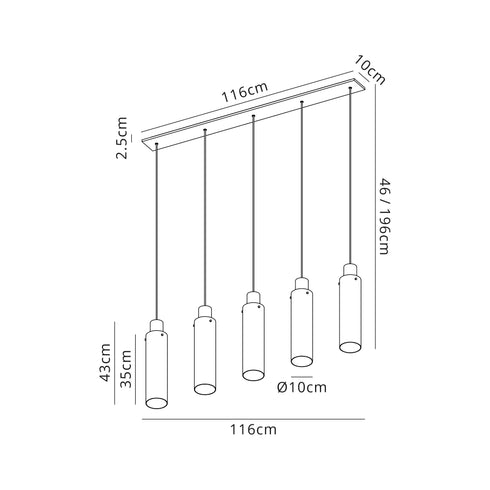 Brooks Slim Linear Pendant 5 Light